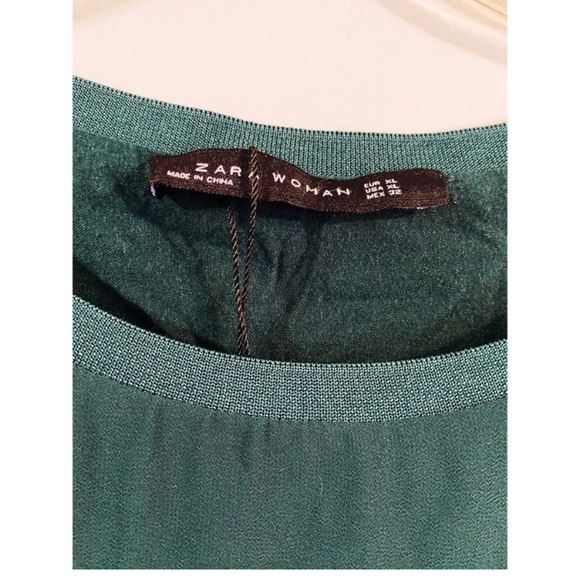 ZARA Green Chiffon Blouse - Picture 3 of 5